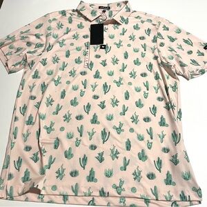 Bad Birdie XL Golf Core Polo Shirt Thorn in Your Side Cactus Print NWT